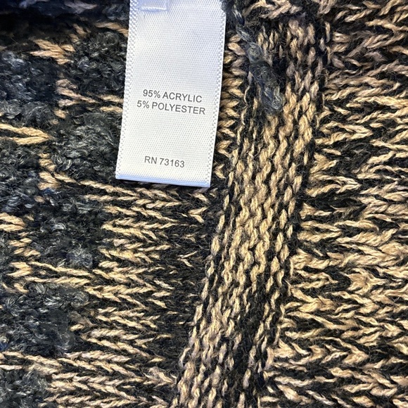 Cable & Gauge Longline Open Front Cardigan Sweater NWT Women’s Small Black Tan - Picture 5 of 6